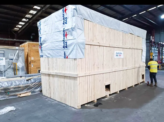 large wooden shipping crate